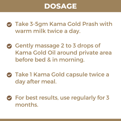 Kama Gold: Ayurvedic Medicine for Vigour, Stamina & Vitality in Men (Capsule + Oil + Prash)